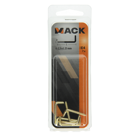 Mack 1019701 - schroefduim messing 7 st 2,5 x 25mm | 10 stuks