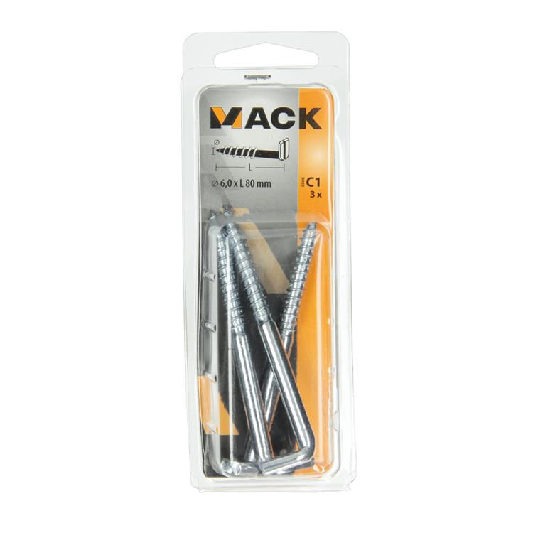 Afbeelding laden in galerijviewer, Mack 1017833 - schroefduim met gleuf staal verz. 3 st 6,0 x 80 mm | 10 stuks
