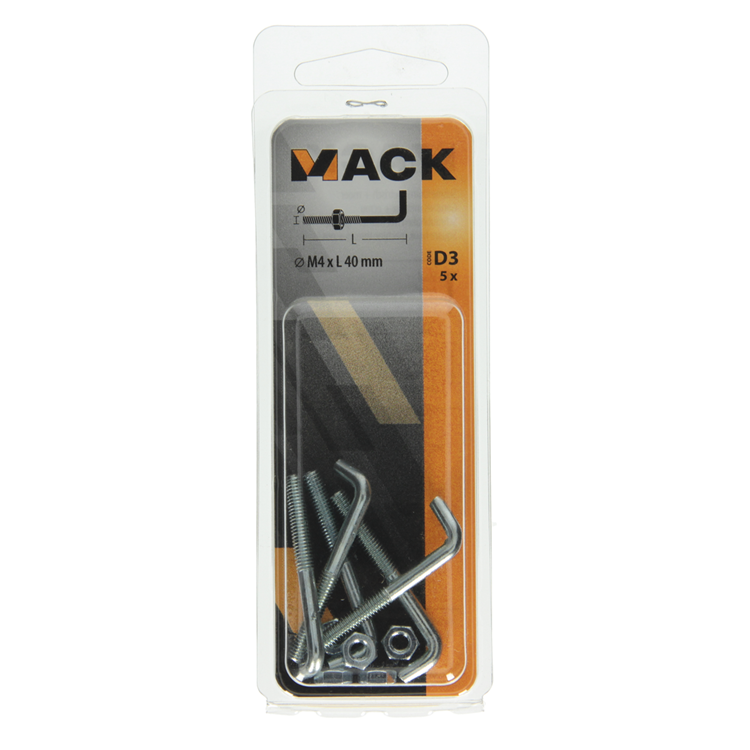 Load image into Gallery viewer, Mack 1017834 - schroefduim metrisch + moer staal 5 st m4 x 40 mm | 10 stuks
