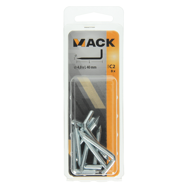 Load image into Gallery viewer, Mack 1017840 - puntduim staal verzinkt 8 st 4,0 x 40 mm | 10 stuks
