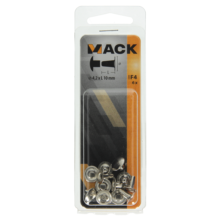 Afbeelding laden in galerijviewer, Mack 1019723 - klinknagel messing vernikkeld 6 st 4,2 x 10 mm | 10 stuks

