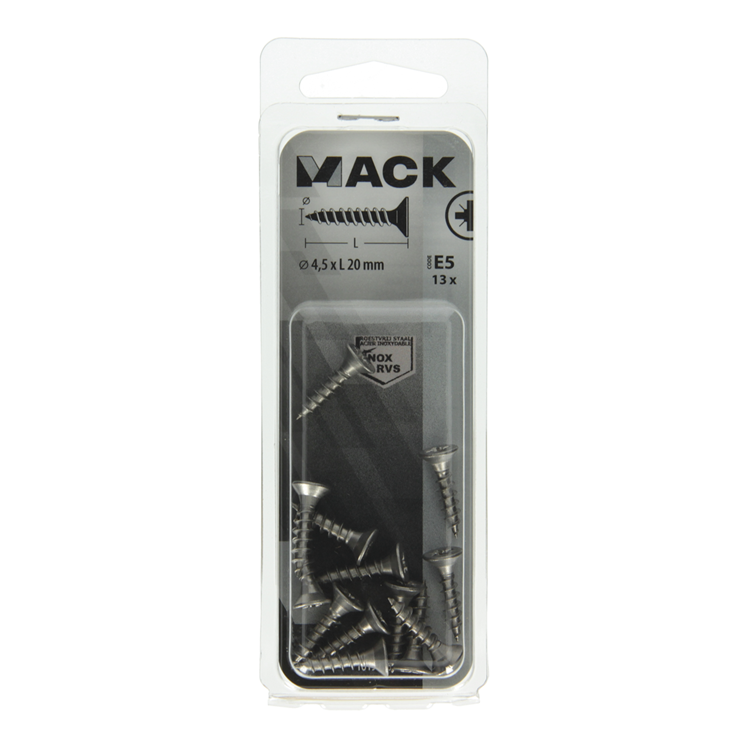 Load image into Gallery viewer, Mack 1019746 - spaanplaatschroef vz kop rvs 13 st 4,5 x 20 mm | 10 stuks
