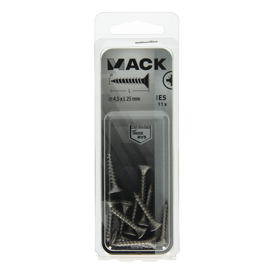 Mack 1019747 - spaanplaatschroef vz kop rvs 11 st 4,5 x 25 mm | 10 stuks