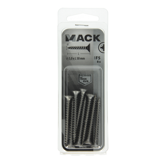 Mack 1019755 - spaanplaatschroef vz kop rvs 8 st 5,0 x 50 mm | 10 stuks