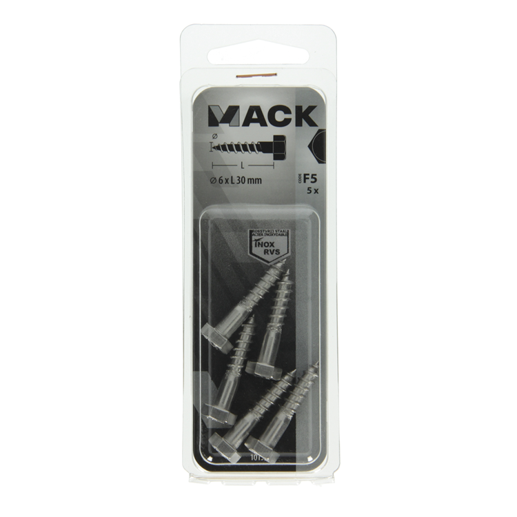 Load image into Gallery viewer, Mack 1019763 - houtdraadbout roestvrijstaal 5 st 6 x 30 mm | 10 stuks
