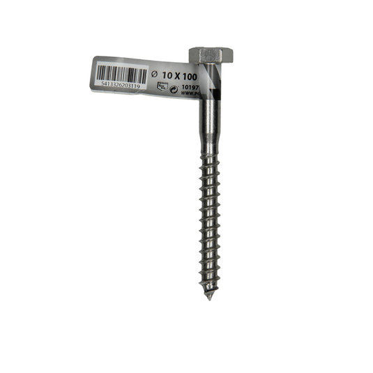 Mack 1019774 - houtdraadbout roestvrijstaal 1st 10 x 100 mm | 10 stuks