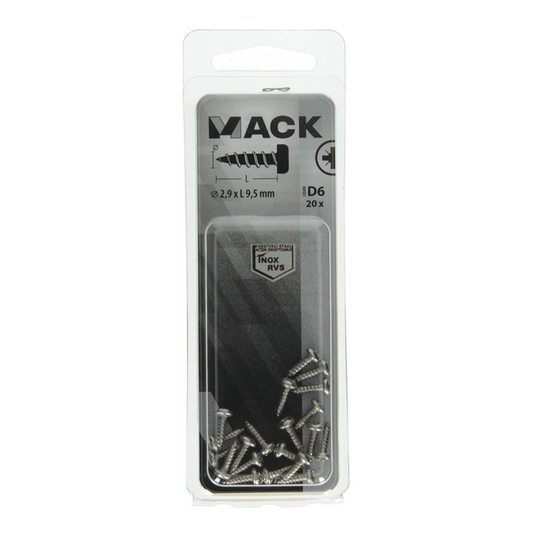 Mack 1019778 - zelftappende schroef cyl.kop a2 20 st 2,9 x 9,5 mm | 10 stuks