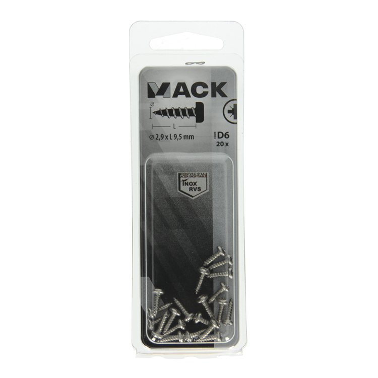 Afbeelding laden in galerijviewer, Mack 1019778 - zelftappende schroef cyl.kop a2 20 st 2,9 x 9,5 mm | 10 stuks

