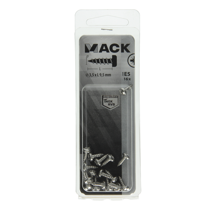 Load image into Gallery viewer, Mack 1019780 - zelftappende schroef cyl.kop a2 16 st 3,5 x 9,5 mm | 10 stuks
