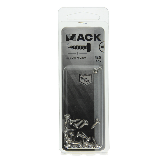 Mack 1019780 - zelftappende schroef cyl.kop a2 16 st 3,5 x 9,5 mm | 10 stuks