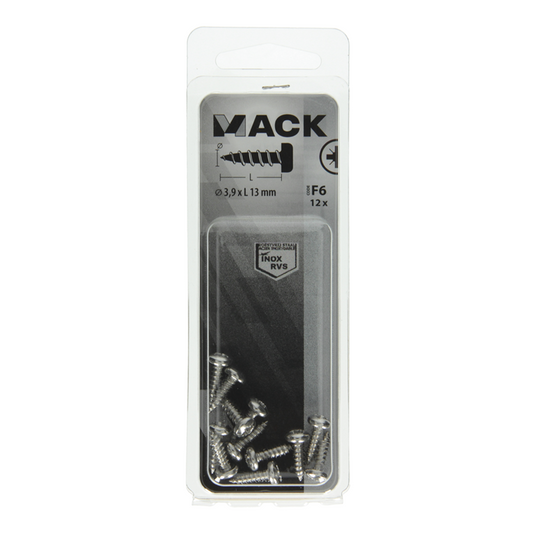 Mack 1019784 - zelftappende schroef cyl.kop a2 12 st 3,9 x 13 mm | 10 stuks