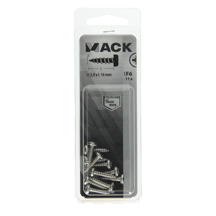 Load image into Gallery viewer, Mack 1019785 - zelftappende schroef cyl.kop a2 11 st 3,9 x 16 mm | 10 stuks
