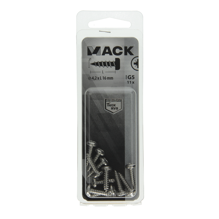 Load image into Gallery viewer, Mack 1019789 - zelftappende schroef cyl.kop a2 11 st 4,2 x 16 mm | 10 stuks
