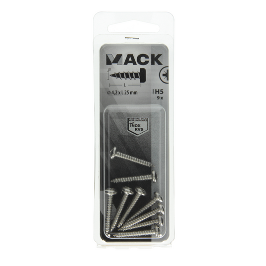 Mack 1019791 - zelftappende schroef cyl.kop a2 9 st 4,2 x 25 mm | 10 stuks