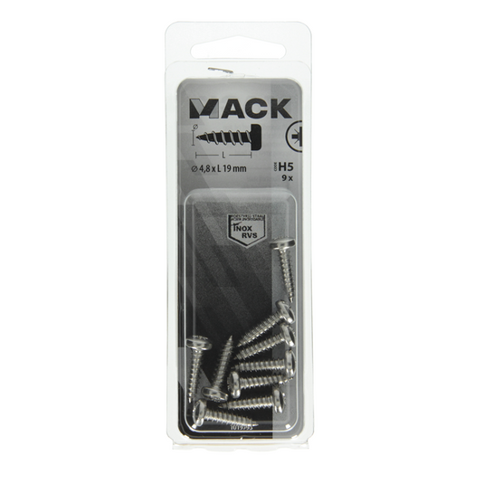 Mack 1019793 - zelftappende schroef cyl.kop a2 9 st 4,8 x 19 mm | 10 stuks