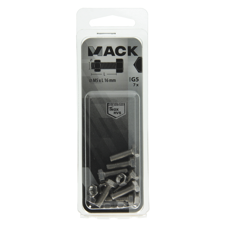 Load image into Gallery viewer, Mack 1019837 - tapbout + moer roestvrijstaal 7 st m5x16 | 10 stuks
