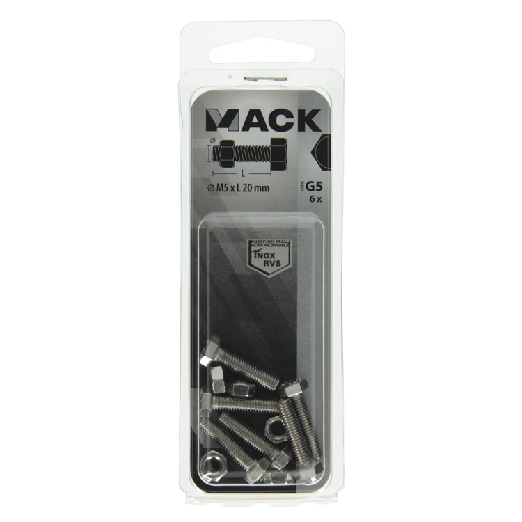 Load image into Gallery viewer, Mack 1019838 - tapbout + moer roestvrijstaal 6 st m5x20 | 10 stuks
