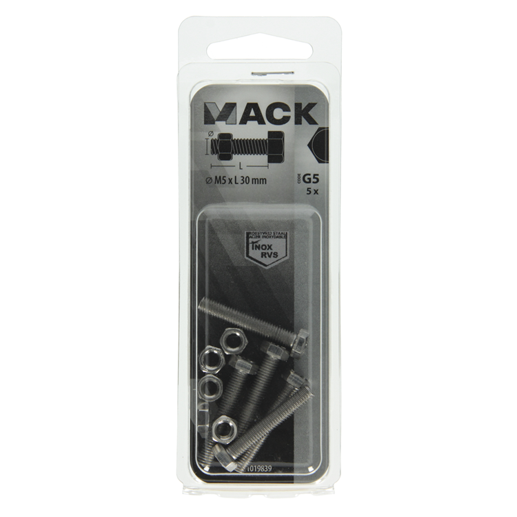 Load image into Gallery viewer, Mack 1019839 - tapbout + moer roestvrijstaal 5 st m5x30 | 10 stuks
