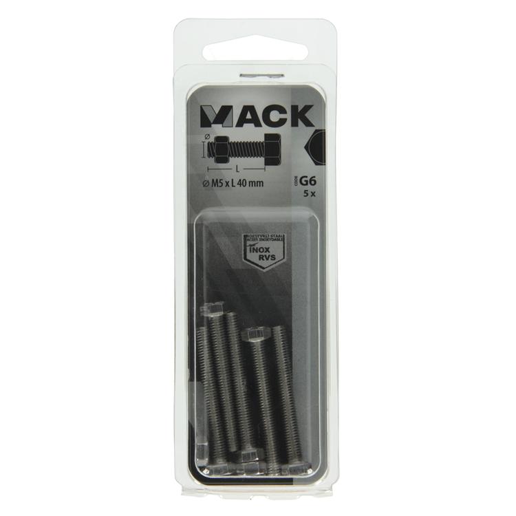 Load image into Gallery viewer, Mack 1019840 - tapbout + moer roestvrijstaal 5 st m5x40 | 10 stuks
