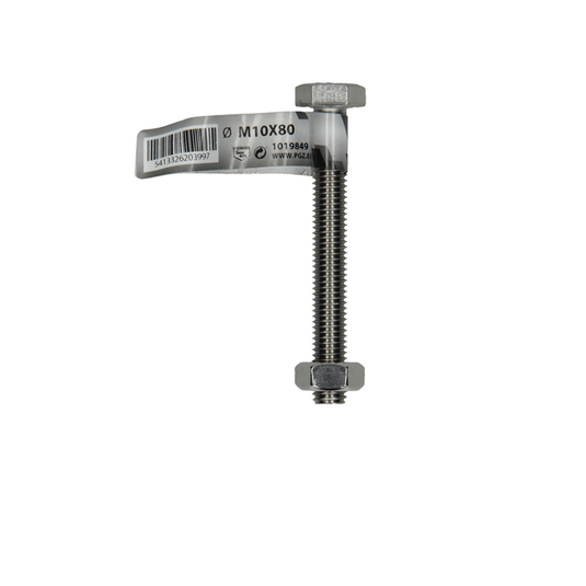Mack 1019849 - tapbout + moer roestvrijstaal 1 st m10x80 | 10 stuks