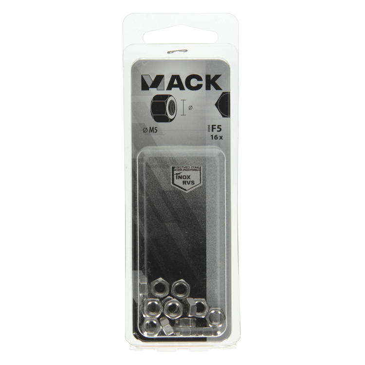Load image into Gallery viewer, Mack 1019851 - zeskantmoer inox a2 16 st m5 | 10 stuks
