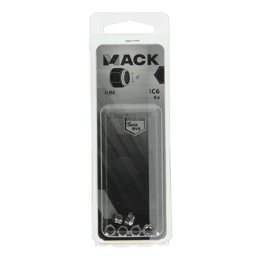 Mack 1019856 - zeskant borgmoer inox a2 6 st m 4 | 10 stuks