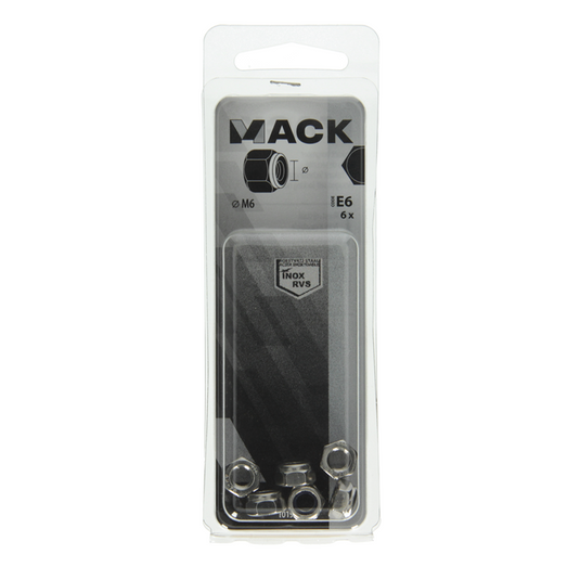 Mack 1019858 - zeskant borgmoer inox a2 6 st m 6 | 10 stuks