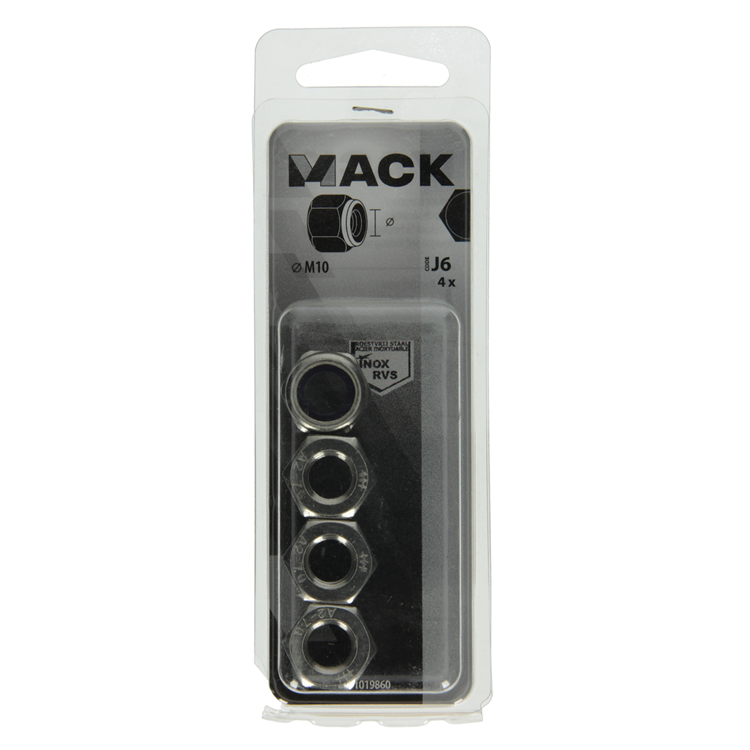 Afbeelding laden in galerijviewer, Mack 1019860 - zeskant borgmoer inox a2 4 st m 10 | 10 stuks
