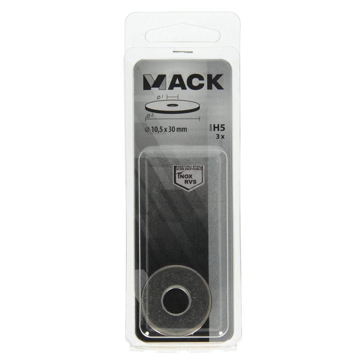 Afbeelding laden in galerijviewer, Mack 1019880 - carrosserie sluitring inox a2 3 st 10,5x30 | 10 stuks
