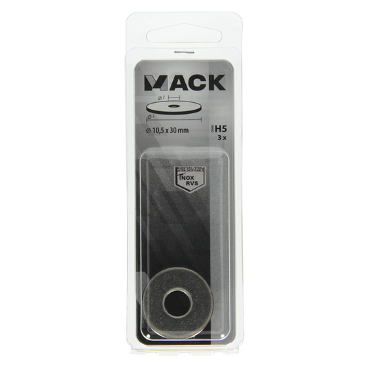 Mack 1019880 - carrosserie sluitring inox a2 3 st 10,5x30 | 10 stuks