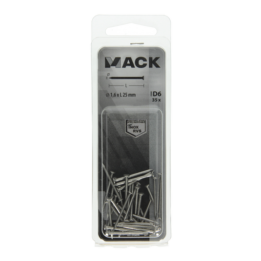 Mack 1019887 - nagel platte kop inox a2 35 st1,6 x 25 mm | 10 stuks