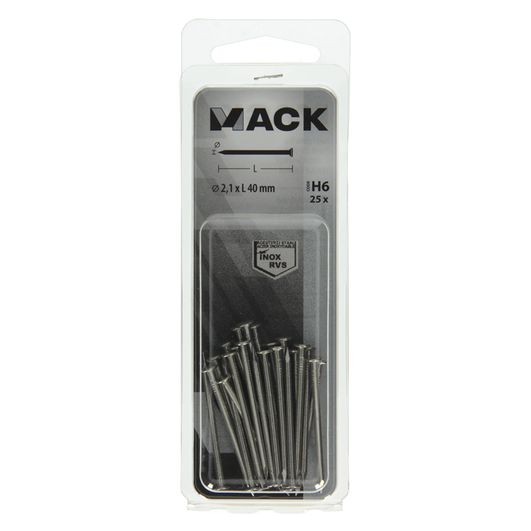 Load image into Gallery viewer, Mack 1019888 - nagel platte kop inox a2 25 st2,1 x 40 mm | 10 stuks

