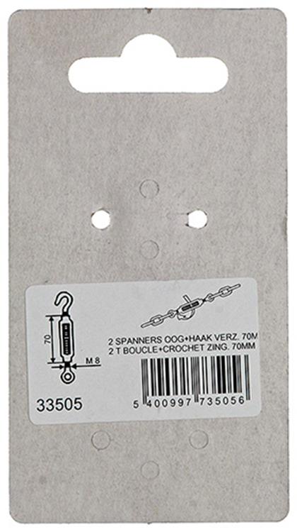 Load image into Gallery viewer, Mack 1008475 - 2 spanners oog + haak m8 x 70mm verzinkt | 10 stuks

