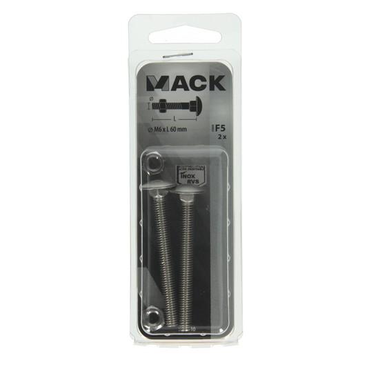 Mack 1019910 - houtbout + moer roestvrijstaal 2 st m6 x 60 mm | 10 stuks
