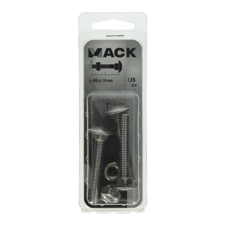 Load image into Gallery viewer, Mack 1019916 - houtbout + moer roestvrijstaal 3 st m8 x 50 mm | 5 stuks
