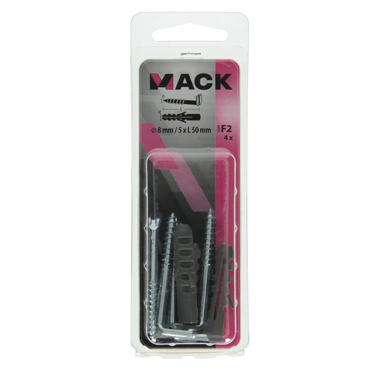 Afbeelding laden in galerijviewer, Mack 1017901 - plug + schroefduim polyeth 4 st 8mm 5x50mm | 5 stuks

