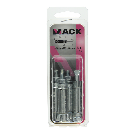 Mack 1019935 - keilbout met draadst. verzinkt 4 st m6 x 60 mm | 5 stuks