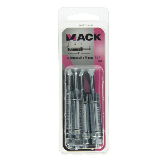 Mack 1019936 - keilbout met draadst. verzinkt 4 st m6 x 75 mm | 5 stuks