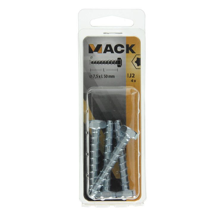 Load image into Gallery viewer, Mack 1019958 - betonschroef verzinkt 6kant 4st 7,5 x 50 mm | 5 stuks
