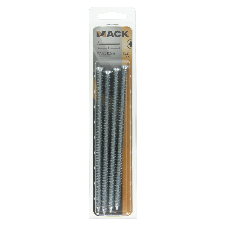 Load image into Gallery viewer, Mack 1019966 - beton raamschroef verzinkt vz kop 4 st 7,5 x 152 mm | 5 stuks

