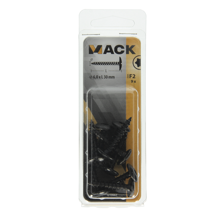 Load image into Gallery viewer, Mack 1019967 - luikschroef zwart 6,0 x 30 mm 9st | 5 stuks
