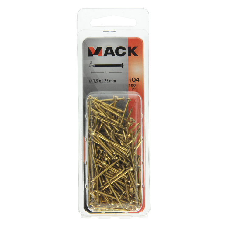 Load image into Gallery viewer, Mack 1017929 - nagel bolle kop messing 100 gr1,5 x 25 mm | 5 stuks
