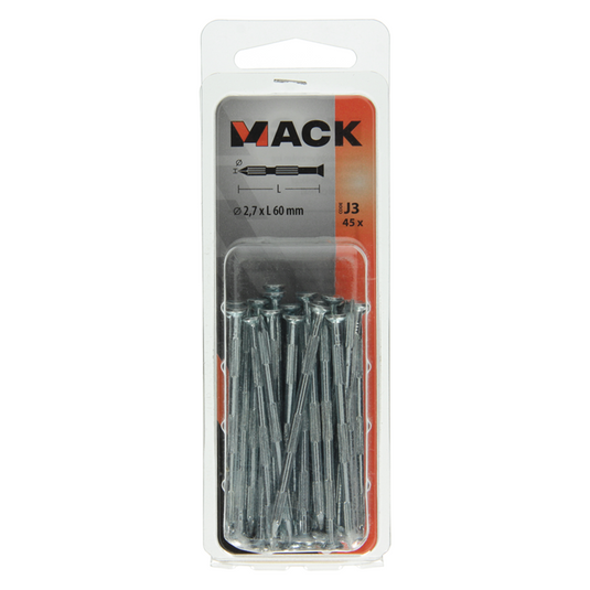 Mack 1017941 - stalen ribnagel vk st.gehard + verz 45st 2,7 x 60 mm | 10 stuks