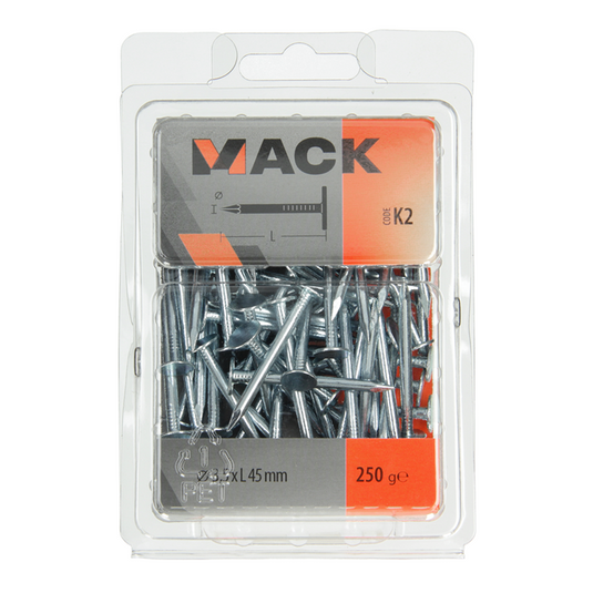 Mack 1017949 - schalienagel staal verzinkt 250 gr 3,5 x 45 mm | 5 stuks