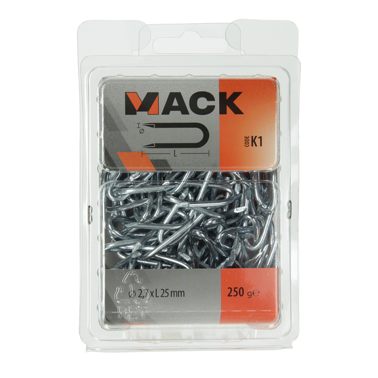 Load image into Gallery viewer, Mack 1017953 - kram staal verzinkt 250 gr 2,7 x 25 mm | 5 stuks
