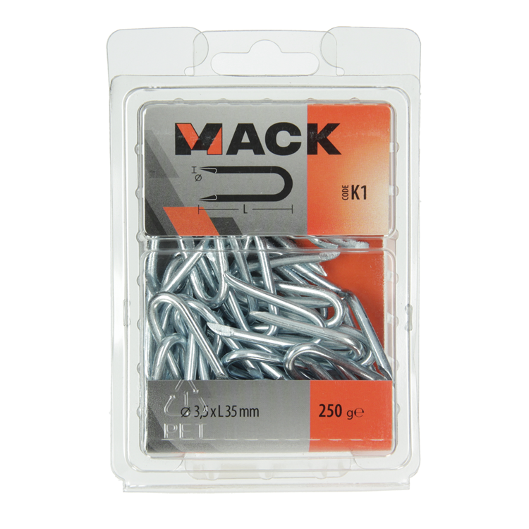 Afbeelding laden in galerijviewer, Mack 1017955 - kram staal verzinkt 250 gr 3,5 x 35 mm | 5 stuks
