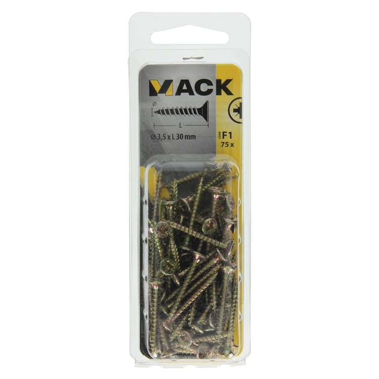 Load image into Gallery viewer, Mack 1017965 - spaanplaatschroef vz kop geelverz. 75st 3,5 x 30 mm | 5 stuks
