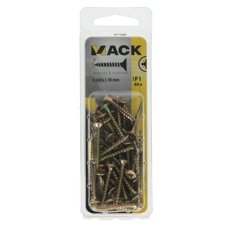 Load image into Gallery viewer, Mack 1017971 - spaanplaatschroef vz kop geelverz. 60st 4,0 x 30 mm | 5 stuks
