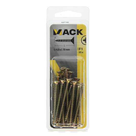 Mack 1017975 - spaanplaatschroef vz kop geelverz. 35st 4,0 x 50 mm | 5 stuks