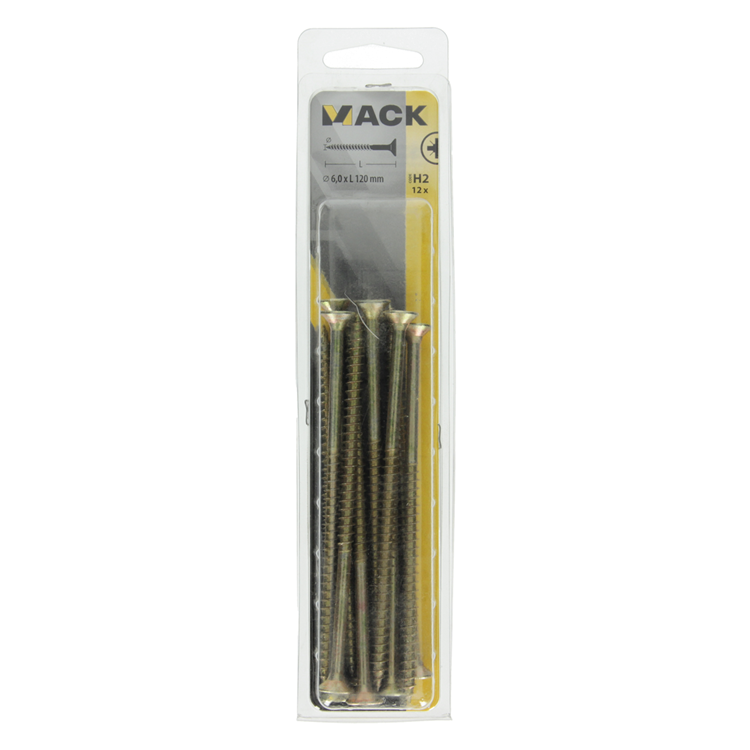 Load image into Gallery viewer, Mack 1017999 - spaanplaatschroef vz kop geelverz. 12st 6,0 x 120 mm | 5 stuks
